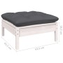 Muebles de jardín 10 pzas con cojines blanco madera de pino
