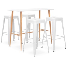 High table and bar stools 5 pieces white by , Furniture sets for kitchens and dining rooms - Ref: Foro24-3057430, Price: 518,...