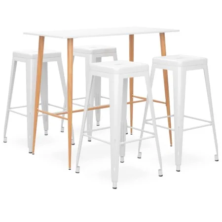 High table and bar stools 5 pieces white by , Furniture sets for kitchens and dining rooms - Ref: Foro24-3057430, Price: 466,...