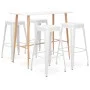 High table and bar stools 5 pieces white by , Furniture sets for kitchens and dining rooms - Ref: Foro24-3057430, Price: 466,...