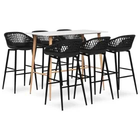 Black and white 7-piece bar set by , Furniture sets for kitchens and dining rooms - Ref: Foro24-3057445, Price: 580,29 €, Dis...