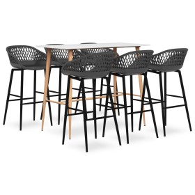 Hoher Tisch und Barhocker 7 Stück weiß und grau von , Möbelsets für Küchen und Esszimmer - Ref: Foro24-3057447, Preis: 545,07...