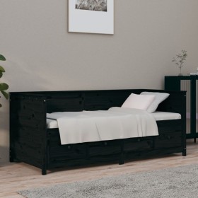 Schlafsofa aus massivem schwarzem Kiefernholz, 75 x 190 cm von , Betten und Lattenroste - Ref: Foro24-820920, Preis: 247,72 €...