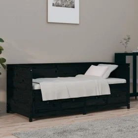 Schlafsofa aus massivem schwarzem Kiefernholz, 75 x 190 cm von , Betten und Lattenroste - Ref: Foro24-820920, Preis: 244,78 €...