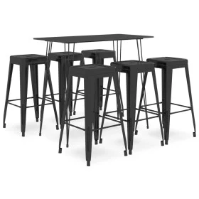 High table and bar stools 7 pieces black by , Furniture sets for kitchens and dining rooms - Ref: Foro24-3057387, Price: 674,...