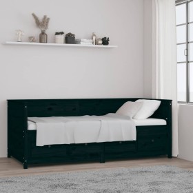 Sofá cama madera maciza de pino negro 90x200 cm de , Camas y somieres - Ref: Foro24-820905, Precio: 309,88 €, Descuento: %
