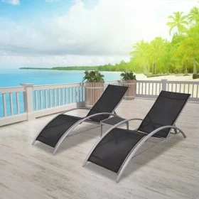 Tumbonas con mesita aluminio negro de vidaXL, Tumbonas - Ref: Foro24-42160, Precio: 183,70 €, Descuento: %