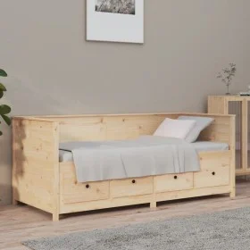 Solid pine wood sofa bed 90x190 cm by , Beds and slatted bases - Ref: Foro24-820911, Price: 324,01 €, Discount: %
