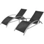 Tumbonas con mesita aluminio negro de vidaXL, Tumbonas - Ref: Foro24-42160, Precio: 183,98 €, Descuento: %