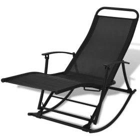 Silla mecedora de jardín acero y textilene negro de vidaXL, Sillas de jardín - Ref: Foro24-42158, Precio: 118,42 €, Descuento: %