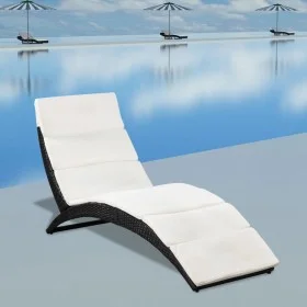 Klappbare Sonnenliege mit schwarzem synthetischem Rattankissen von vidaXL, Liegen - Ref: Foro24-41809, Preis: 116,78 €, Rabat...