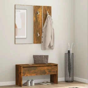 Flurmöbel-Set aus geräuchertem Eichensperrholz von , Bänke für Hallen und Lager - Ref: Foro24-820478, Preis: 71,35 €, Rabatt: %