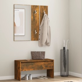Smoked oak plywood hall furniture set by , Benches for halls and storage - Ref: Foro24-820478, Price: 75,65 €, Discount: %
