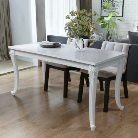 Dining table 116x66x76 cm glossy white by vidaXL, Kitchen and dining tables - Ref: Foro24-243383, Price: 220,70 €, Discount: %