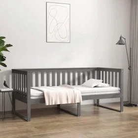Gray solid pine wood sofa bed 90x190 cm by , Beds and slatted bases - Ref: Foro24-820883, Price: 132,06 €, Discount: %
