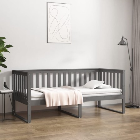 Gray solid pine wood sofa bed 90x190 cm by , Beds and slatted bases - Ref: Foro24-820883, Price: 133,77 €, Discount: %
