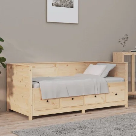 Sofá cama de madera maciza de pino 75x190 cm de , Camas y somieres - Ref: Foro24-820916, Precio: 262,86 €, Descuento: %