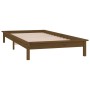 Bed frame with LED solid wood honey brown 90x200 cm by , Beds and slatted bases - Ref: Foro24-820594, Price: 116,77 €, Discou...