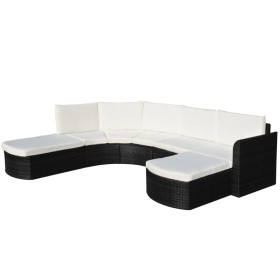 Set de muebles de jardín 4 pzas y cojines ratán sintético negro