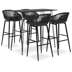 Mesa alta y taburetes de bar 5 piezas negro by , Furniture sets for kitchens and dining rooms - Ref: Foro24-3057375, Price: 4...