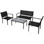4-teiliges Gartenmöbelset aus schwarzem Textilene von vidaXL, Gartensets - Ref: Foro24-42162, Preis: 181,25 €, Rabatt: %