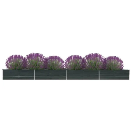 Anthrazitgraues Blumenbeet aus verzinktem Stahl, 600 x 80 x 45 cm von , Töpfe und Pflanzgefäße - Ref: Foro24-47075, Preis: 11...