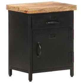 Mesita de noche de madera maciza de mango rugosa 40x30x52 cm de vidaXL, Mesitas de noche - Ref: Foro24-320664, Precio: 102,25...