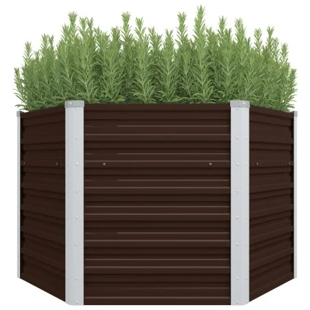 Braunes Blumenbeet aus verzinktem Stahl, 129 x 129 x 77 cm von , Töpfe und Pflanzgefäße - Ref: Foro24-45721, Preis: 64,38 €, ...