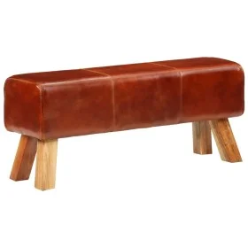 Bok colt bench in mango wood and brown leather 110 cm by , Dining and kitchen benches - Ref: Foro24-351102, Price: 167,66 €, ...
