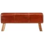 Bok colt bench in mango wood and brown leather 110 cm by , Dining and kitchen benches - Ref: Foro24-351102, Price: 170,66 €, ...