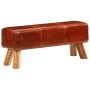 Bok colt bench in mango wood and brown leather 110 cm by , Dining and kitchen benches - Ref: Foro24-351102, Price: 170,66 €, ...