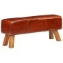 Bok colt bench in mango wood and brown leather 110 cm by , Dining and kitchen benches - Ref: Foro24-351102, Price: 170,66 €, ...