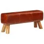 Bok colt bench in mango wood and brown leather 110 cm by , Dining and kitchen benches - Ref: Foro24-351102, Price: 170,66 €, ...