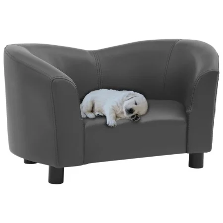 Sofá para perros cuero sintético gris 67x41x39 cm de , Camas para perros - Ref: Foro24-170948, Precio: 77,44 €, Descuento: %