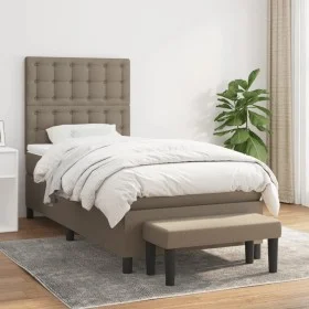 Box spring bed with taupe gray fabric mattress 90x200 cm by , Beds and slatted bases - Ref: Foro24-3136889, Price: 422,33 €, ...