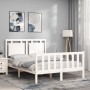 White solid wood bed frame with headboard 140x200 cm by , Beds and slatted bases - Ref: Foro24-3192167, Price: 151,47 €, Disc...