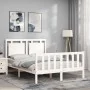 White solid wood bed frame with headboard 140x200 cm by , Beds and slatted bases - Ref: Foro24-3192167, Price: 149,58 €, Disc...