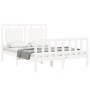 White solid wood bed frame with headboard 140x200 cm by , Beds and slatted bases - Ref: Foro24-3192167, Price: 151,47 €, Disc...