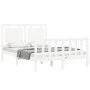 White solid wood bed frame with headboard 140x200 cm by , Beds and slatted bases - Ref: Foro24-3192167, Price: 149,58 €, Disc...