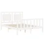 White solid wood bed frame with headboard 140x200 cm by , Beds and slatted bases - Ref: Foro24-3192167, Price: 149,58 €, Disc...