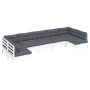 Muebles de jardín 7 pzas y cojines blanco madera maciza de pino