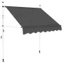 Retractable manual awning in anthracite color, 200 cm. by , Awnings - Ref: Foro24-143688, Price: 70,75 €, Discount: %