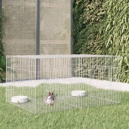 Rabbit cage 2 galvanized iron panels 110x79x54 cm by , Cages and habitats for small animals - Ref: Foro24-171568, Price: 46,7...