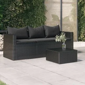 3-seater garden sofa with black synthetic rattan cushions by , Outdoor sofas - Ref: Foro24-362327, Price: 203,20 €, Discount: %