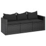3-Sitzer-Gartensofa mit schwarzen synthetischen Rattankissen von , Outdoor-Sofas - Ref: Foro24-362327, Preis: 220,62 €, Rabat...
