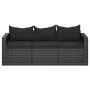 3-seater garden sofa with black synthetic rattan cushions by , Outdoor sofas - Ref: Foro24-362327, Price: 203,20 €, Discount: %