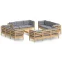 Garden furniture set 13 pieces and gray pine wood cushions by , Garden sets - Ref: Foro24-3096069, Price: 1,00 €, Discount: %