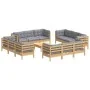Garden furniture set 13 pieces and gray pine wood cushions by , Garden sets - Ref: Foro24-3096069, Price: 1,00 €, Discount: %