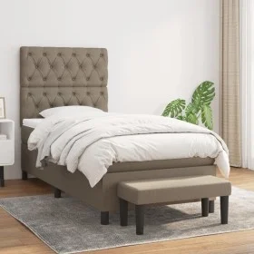 Box spring bed with taupe gray fabric mattress 80x200 cm by , Beds and slatted bases - Ref: Foro24-3136793, Price: 420,28 €, ...