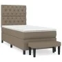 Box spring bed with taupe gray fabric mattress 80x200 cm by , Beds and slatted bases - Ref: Foro24-3136793, Price: 420,28 €, ...